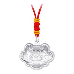 足银999宝宝纯银平安锁婴儿长命锁项链项圈编绳送满月礼周岁礼物