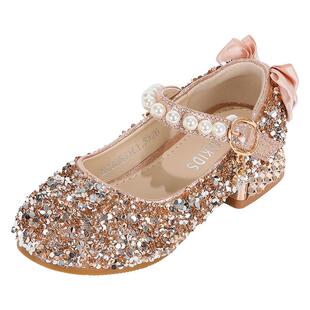 舞玛女童鞋子儿童爱莎公主鞋2026新款春秋季宝宝高跟配礼服水晶鞋
