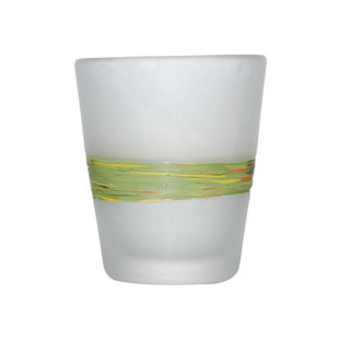 {晴川柳满堤 柳绿雪浅杯}中古磨砂玻璃水杯 酒杯vintage国潮杯子