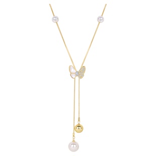 JAY白贝蝴蝶秋冬毛衣链轻奢高级感挂饰长款毛衣项链吊坠衣服挂绳