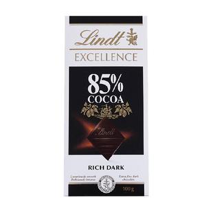 【辛芷蕾推荐】Lindt瑞士莲特醇排装85%可可黑巧克力100g健身零食