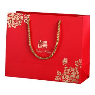 回礼袋结婚礼盒手提袋婚庆礼品袋 创意喜糖袋子婚礼装酒大号装烟