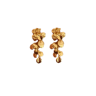 鎏金碎叶~新中式国风金色花朵流苏耳环女轻奢高级感气质复古耳饰