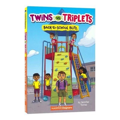 【自营】Twins vs. Triplets Back-To-School Blitz 双胞胎大战三胞胎1 返校突击队 搞笑章节小说 英语读物 桥梁书 英文原版图书