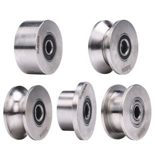 V型角铁不锈钢滑轮/U型圆管轨道轮钢丝绳滑轮/H型工字钢铁门槽轮