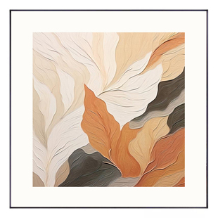 侘寂中古风客厅装饰画高级感植物餐厅壁画复古玄关走廊正方形挂画