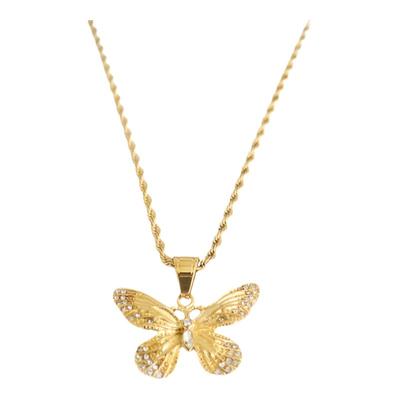 镀金蝴蝶嘻哈风项链