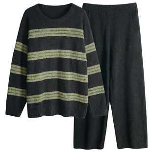 秋冬半边绒睡衣男士加厚加绒套装冬天新款条纹家居服可外穿珊瑚绒