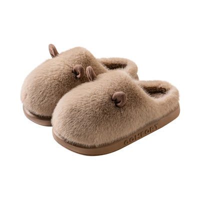 踩屎感毛绒绒棉拖鞋男款厚底