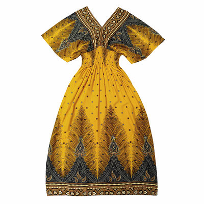 韩版A字棉绸碎花高腰棉绸连衣裙