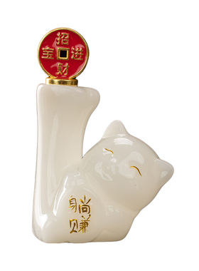 躺赢璞玉招财猫可爱家居摆件
