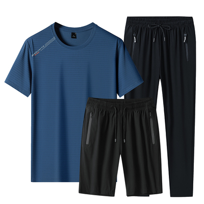 啄木鸟冰丝t恤短袖中年运动套装