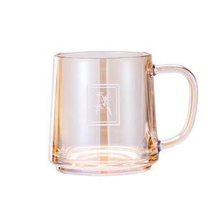 麻将琥珀玻璃杯带把手棋牌室专用耐高温加厚泡茶楼喝水杯子-320ml