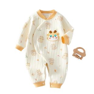 婴儿衣服秋季满月宝宝夹棉连体衣秋冬季保暖婴幼儿男宝喜庆59码女