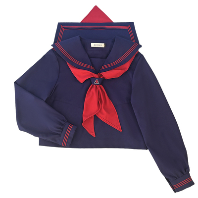 中牌制服馆 顺聖学院 海鸥线浅绀色中间服环扣刺绣学院风水手服