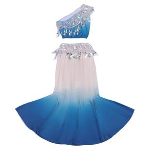 新款儿童傣族舞蹈演出服修身包臀鱼尾裙女童傣族孔雀舞民族练习裙