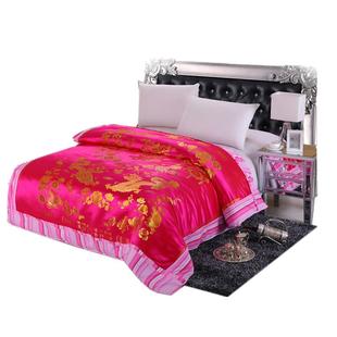 杭州丝绸被套 加厚彩色条纹被里被面织锦软缎被罩结婚庆龙凤喜被