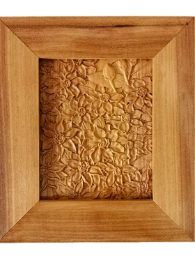 禅意古风花草木雕版画浮雕木板画