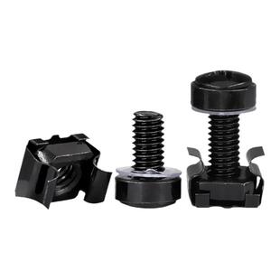 304不锈钢皇冠螺丝镀镍网络机柜专用螺丝镀黑锌卡扣卡式螺母螺钉