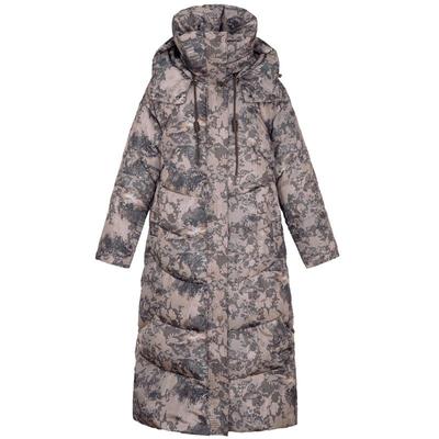 XG雪歌淑女风鹅绒长袖羽绒服时尚冬季新款通勤加厚长款花色外套女