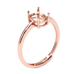 925银戒指空托简单四爪代工宝石镶嵌18k金戒托4*6-15*20mm活圈