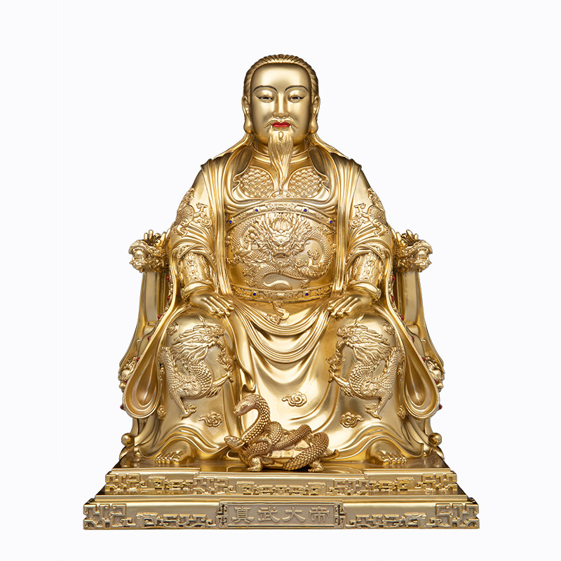 真武大帝神像台湾铜喷金武当山真武祖师爷供奉摆件玄天上帝佛像