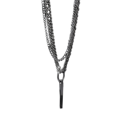 NFF扭曲吊坠双层嘻哈潮古巴项链