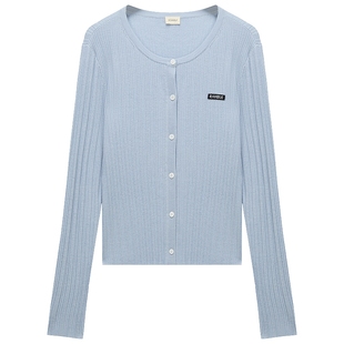 【新品】OCHIRLY欧时力 羊毛坑条针织外套女开衫修身气质2026春夏