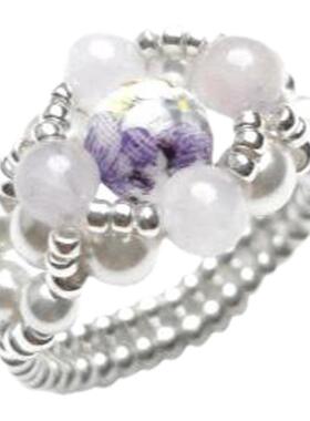 女陶瓷珠珍珠手工定制串珠戒指