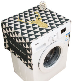 北欧简约滚筒洗衣机罩床头柜盖巾冰箱防尘罩防晒布棉麻防水盖布