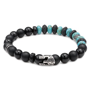 未设VAXE【勇士印】复古斯巴达钛钢黑玛瑙松石潮酷手链送男友礼物