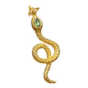 福家18K金祖母绿宝石灵蛇项链 女纯银黄金锁骨链长款蛇年新年礼物