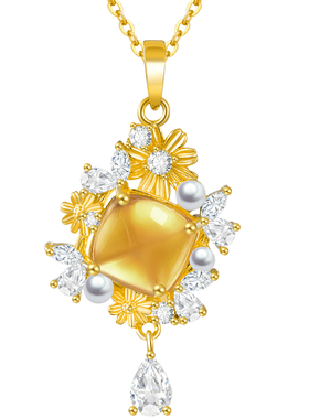 Songette「有钱花」雏菊黄晶项链