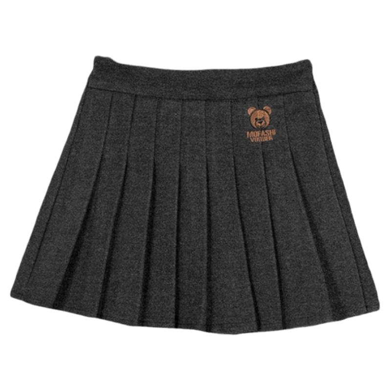 女童半身裙2025春款纯色洋气西装百褶裙小女孩学院风毛呢短裙