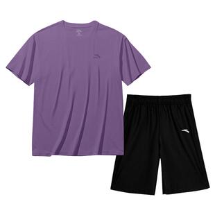 安踏休闲运动套装女2026新款宽松透气短袖T恤短裤两件套羽毛球服