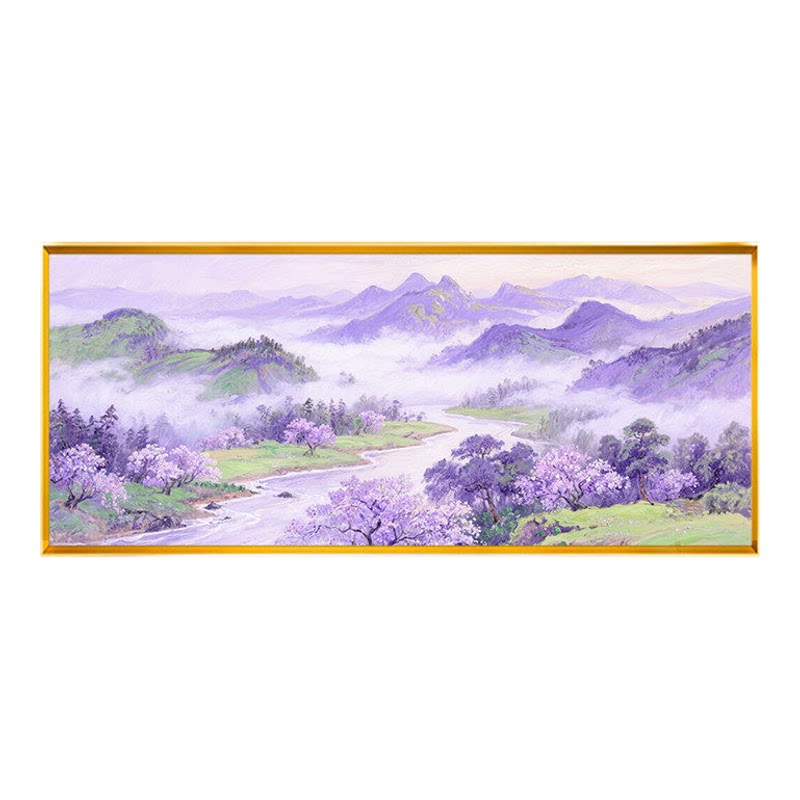 紫气东来装饰画山水风景客厅沙发现代装饰画