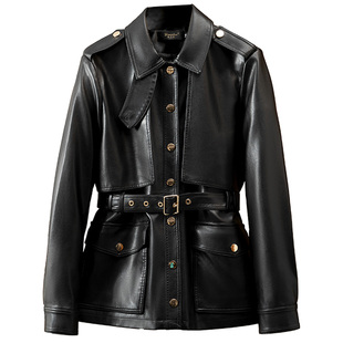 海宁真皮羽绒服外套女绵羊皮中长款宽松显瘦收腰皮风衣2025冬新款