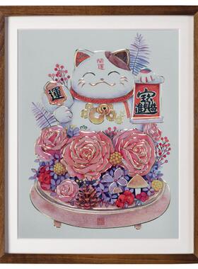 铜雕画《招财猫（桌面）》