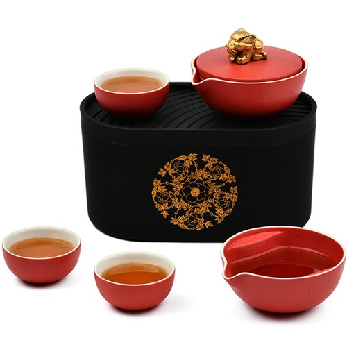 泊喜富贵吉祥茶器礼盒送礼便携式功夫茶具中式旅行套装茶具套装
