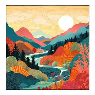 多巴胺日出风景客厅装饰画马蒂斯抽象玄关走廊挂画卧室餐厅墙壁画