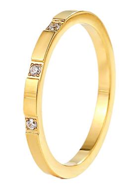 金色素圈小众设计钛钢戒指高级感