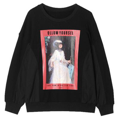 休闲风上衣套头圆领卫衣