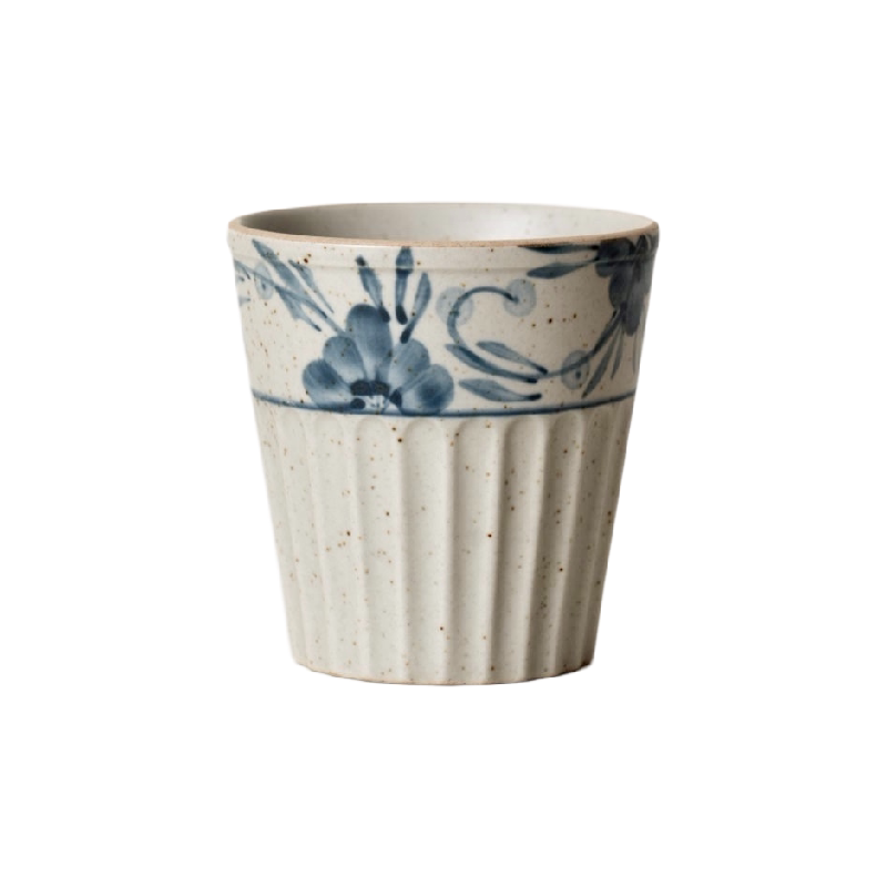 isalt粗陶青花手绘手握杯咖啡杯
