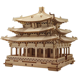 万春亭古建筑榫卯模型手工3diy立体房屋拼装国风摆件木制拼插积木