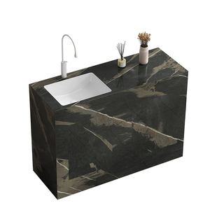 定制带门岩板立柱盆庭院洗手台带储物洗手池院子无缝盆阳台洗面盆