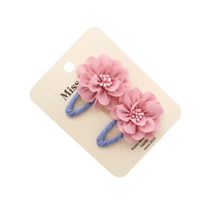 韩国宝宝布艺花朵花蕊发夹儿童不伤发侧边刘海碎发夹甜美公主头饰