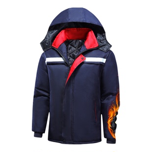 工作服男装冬装棉袄劳保服男士工地外套厚款加厚定制工厂汽修蓝色