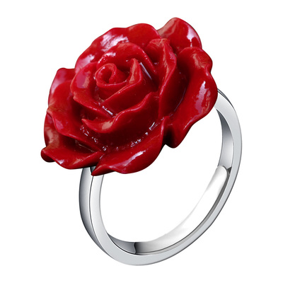 设计感s925银饰品玫瑰玫瑰花朵