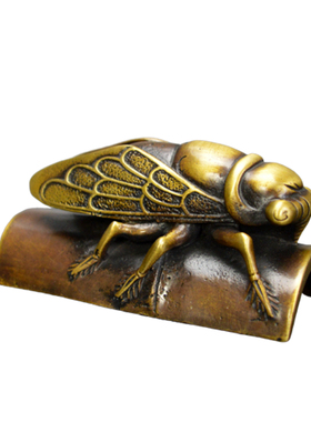 黄铜知了摆件纯铜镇纸书房客厅