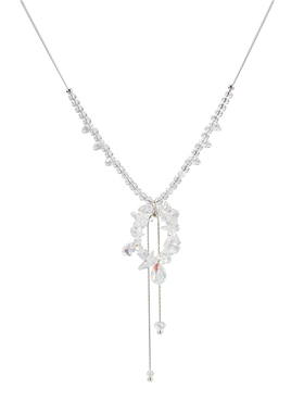 白水晶项链925银锁骨链白水晶